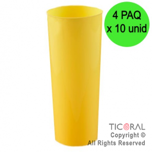 VASO TRAGO LARGO PP KV AMARILLO PASTEL 280CC (4 pack x 10 unid)